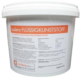 isolera Flüssigkunststoff – Elastischer Hybrid-Polyurethan zur Abdichtung innen & außen, wasserdicht, UV- & witterungsbeständig, keine Grundierung nötig, grau, 15kg, Made in Germany