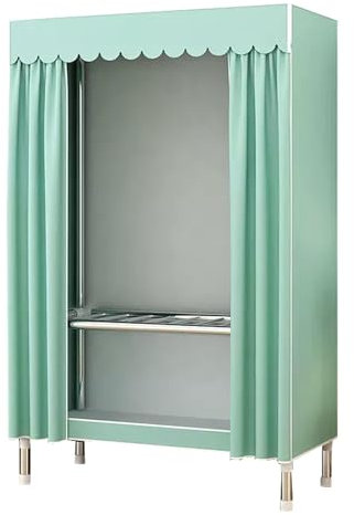 Kleiderschrank Canvas-Garderobe Für Schlafzimmer Kleiderschrank Aus Stoff Mit Kleiderstange, Faltbarer Schrank Leicht Zusammenzubauen,Green-88x48x176cm