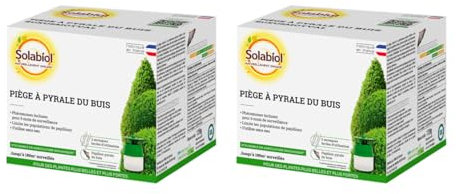 SOLABIOL 2 Pièges à Pyrale du buis - Attraction par Phéromone - 2 Pièges + 4 Seringues - Lutte Contre Les Papillons Mâles - Surveillance 6 Mois pour 360m2 SOPIBUISNX2