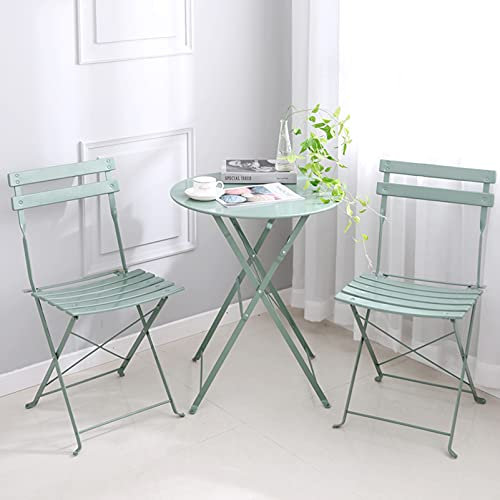 Gartenmöbel Klappbares Bistro-Set aus Metall, 3-teiliges, wetterfestes, klappbares Tisch- und Stuhlset, Konversationsset für den Innen- und Außenbereich im Garten