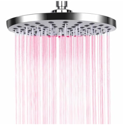 OISE ART STORE Trade Shop - Soffione Doccia LED RGB Rotondo 20cm Cromoterapia Doccia Emozionale Argento 79906 -