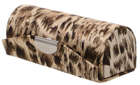 Healeved Leopard Silk Lipstick Box with Embroidery Portable Lipstick Holder for Travel Stylish Cosmetic Storage Pouch for Women