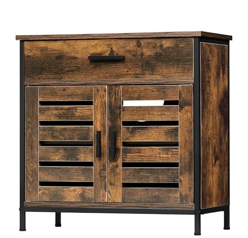 EUGAD Mobiletto, Mobile Lavabo, Mobile Bagno, con 1 Cassetto Grande, 2 Ante a Ribalta, Ripiano Regolabile, MDF, 60x30x60cm, Marrone Rustico