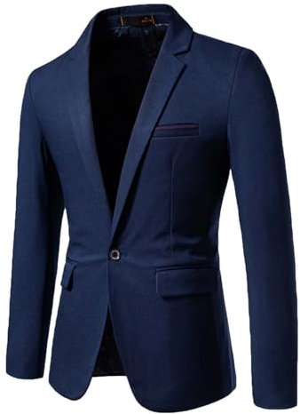 SRZYMJ Marine Sakko Herren Slim Fit Anzugjacke EIN Knopf Sakko für Business Cord-Blazer Für Herren Lammfell Weste Kostüm Erwachsene XXL XL