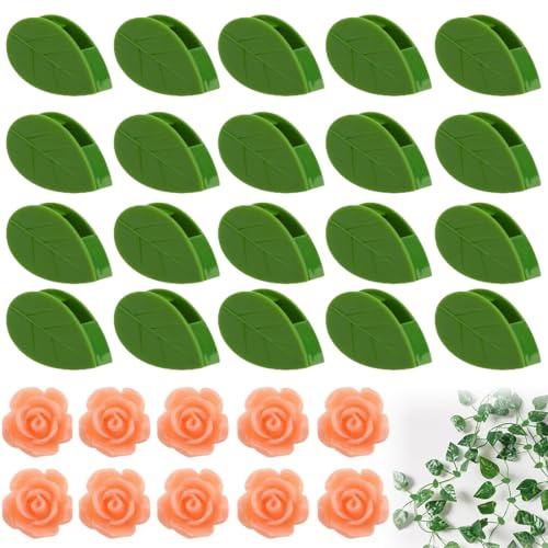 QOWIJEX 30 Stück Pflanzen-Wand-Kletter-Clips, Grüne Ranken-Clips, Unsichtbare Pflanzen-Clips, Pflanzen-Wand-Clips, Ranken-Haken für Gartenarbeit, Pflanzenstützung