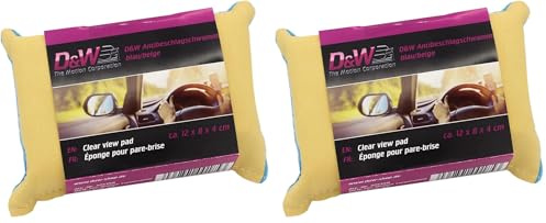 D&W The Motion Corporation DuW Éponge Anti-buée | Bleu/Beige 12 x 8 x 4 cm | pour vitres de Voiture | Contre la buée | Éponge Double Face | Éponge de fenêtre (Lot de 2)