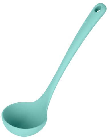 U-Taste 27 cm Mestolo da zuppa in silicone, resistente a 315°C, Aqua Sky | Cucchiaio da cucina con manico antiscivolo per mescolare salse, stufati, sughi