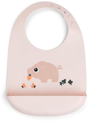 Done by Deer Babero de silicona – Ajustable con dos botones en el cuello – Babero con bolsa de recogida – Hecho de silicona de grado alimenticio, libre de BPA y otras sustancias nocivas, 27 x 19 x 4