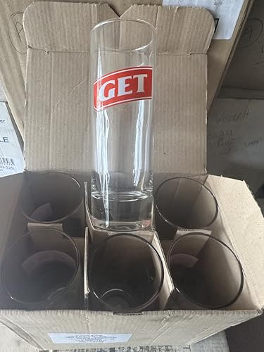 Juego de 6 vasos digestivos GET – Decoración roja de 25 cl, nuevo