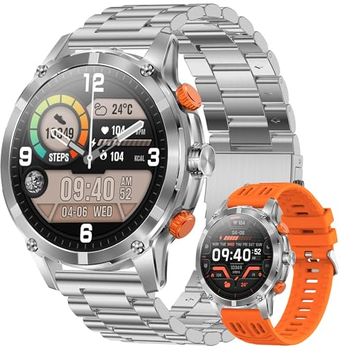 1,7 HD Smartwatch med Telefonfunktion, 530mAh Batteri, Fitness Tracker Pekskärm, Smartklocka med Sömnmonitor 123 Sportlägen Sportklocka Fitnessklocka Armbandsur för Android IOS (Silver)
