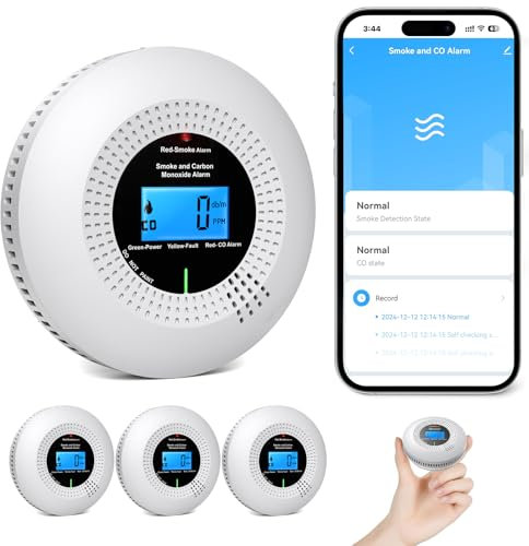 PHYSEN WiFi Rilevatore di Fumo e Monossido di Carbonio, con 10 Anni di Durata e Batteria Sostituibile, Rilevatore Combinato Intelligente Compatibile con l'App Tuya, Conforme EN14604 e EN50291, 3St