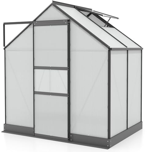 Vitavia Gewächshaus Apollo 2500 schwarz | 2,5 m² | 6 mm HKP | Inkl. Stahlfundament | Barrierefreier Zugang | Tür für Vorhängeschloss | Einfacher Aufbau | Langlebig & Wetterfest