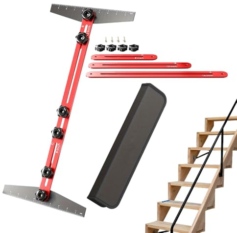 Strumento per gradini – Manometro regolabile in alluminio, strumento di layout pieghevole, strumento di misurazione di precisione per tagliare pavimenti e mensole, strumento professionale per