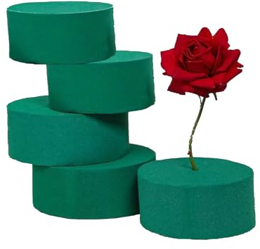 5-Pack Floral Foam Rounds, Styrofoam Blocks for Fresh & Artificial Flowers, Wedding & Home Decor Floral Arrangement Supplies, Easy-Cut Oasis Floral Foam for Florists and DIY Bouquets (5)