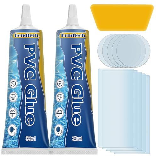 Kit de réparation de piscine à pataugeoire étanche, kit de réparation transparent pour jacuzzi, spas gonflables, lit gonflable, château gonflable et objets gonflables, tente, colle PVC (60 ml) (PVC30