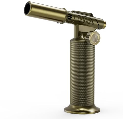 Butane Torch,Professional Metal Micro Torch, Waterproof and Windproof Blow Torch, Refillable & Adjustable Torch Lighter for Baking, Cooking, Welding (Butane Gas not Included)