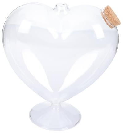 VALICLUD Botella Decorativa de Vidrio Transparente con Origami y Corazón Base Bote para y DIY con Tapón de Madera Regalo para Hogar y Oficina