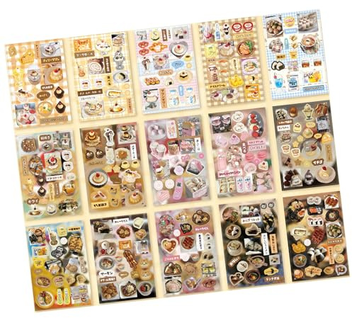 Scena adesiva in miniatura con dessert in miniatura per scrapbooking, diario, quaderno, album fotografico, telefono, collezione creativa
