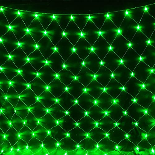 WxiaoD Red de Luces LED Navidad Exterior, 1.5x1.5m 96LED Luces Cortina, 8 Modos IP44 Impermeable Malla Luces para Balcón Jardín Árbol Navidad Exterior Interior Verde