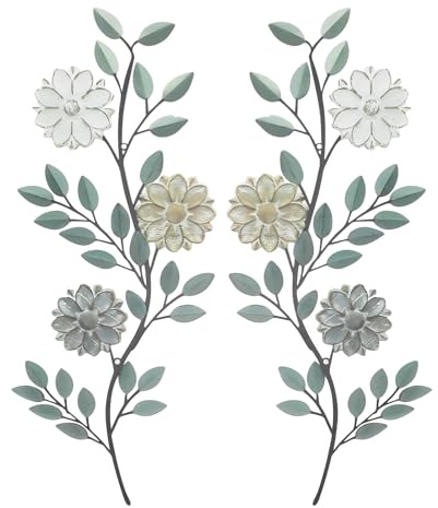 Gugxiom 2 Stück Metall Blume Blätter Wandkunst, 15,7in Metall Baum Blatt Wanddekor, Vintage Blatt Wand hängen, rustikale Wanddekoration für Haus, Wohnzimmer, Schlafzimmer, Garten, Outdoor