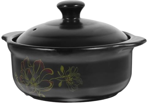 IMIKEYA Olla de Barro para Estofado y Sopa Cazuela Resistente Altas Temperaturas Cocina Gas para Uso Doméstico y Profesional Diseño Fácil de Limpiar y Distribución Uniforme del Calor