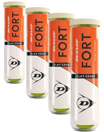 DUNLOP Pelota de Tenis Fort Clay Court: la Profesional en Tierra Batida (4 Pelotas) (Paquete de 4)