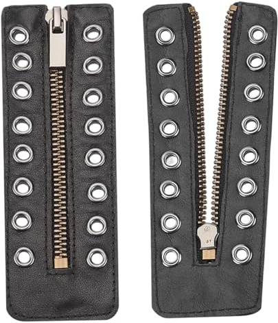 SMELEYOU Skosnören för stövlar PU-läder stövel dragkedja insatser 8 öljetter vattentäta snören med dragkedja för stövlar sneakers enkla ersättningsskor (15,9 x 5,5 cm)
