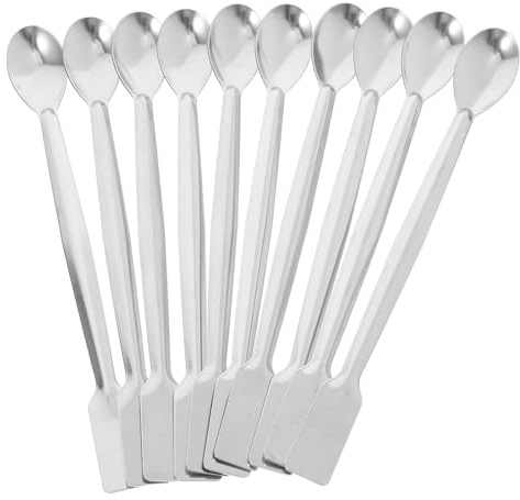Veemoon Set 10 Pezzi Spatole da Laboratorio in Acciaio Inox 16 Cm Doppia Estremità Cucchiai per Campionamento Micro Miscelazione Utensili Scientifici per Uso Medico e Chimico