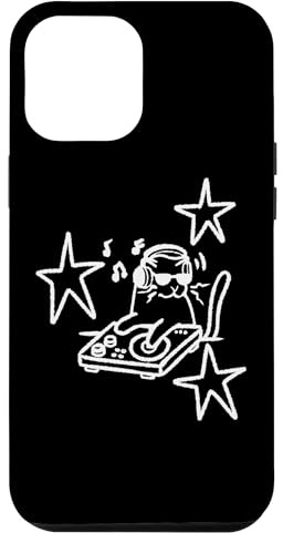 DJ Tomcat Chat avec Casque et platines années 90 Y2K Coque pour iPhone 12 Pro Max