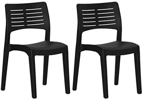 Mhdvray Gartenstühle 2er Set Anthrazit, Stapelstühle aus robustem Polypropylen für Garten, Terrasse und Balkon, Ergonomische Terrassenstühle mit Rückenlehne, 50 x 51 x 82 cm
