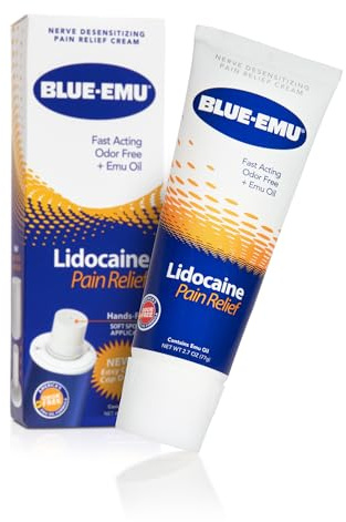 BLUE-EMU Lidocaine Pain Relief Cream for Fast, Numbing Relief, 2.7 Oz, 1 Pack