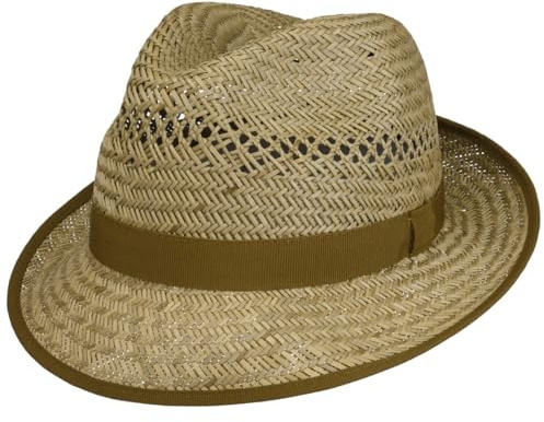 Lipodo Basic Stroh Bogarthut Ripsband Uni Made in Italy Damen und Herren Frühling Sommer