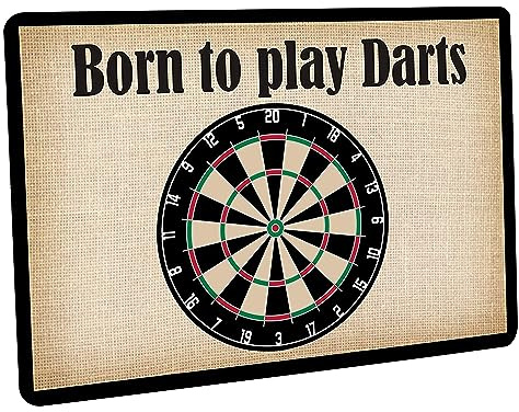 Crealuxe Fussmatte – “ Born to Play Darts “ - 60x40 cm - Gummi Rückseite/rutschfest - Filzoberfläche - Bedruckte Türmatte - Innenmatte - Schmutzmatte