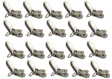 Acoser Metall Schnuller Clips mit Runden Einsätzen, Ideal für Schnuller Hosenträger, Lätzchen oder Spielzeug Halter (20)