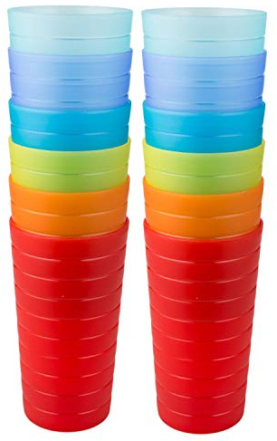 AOYITE Reusable Plastic Cups 22 oz - Unbreakable Hard Kids Cups - BPA Free Dishwasher Safe Drinking Cup set of 12 - Stackable Water Tumblers for Kitchen Camping Party Outdoor