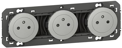 Legrand 600433 Triple prise de courant 2P+T Surface dooxie 16A précâblées finition alu