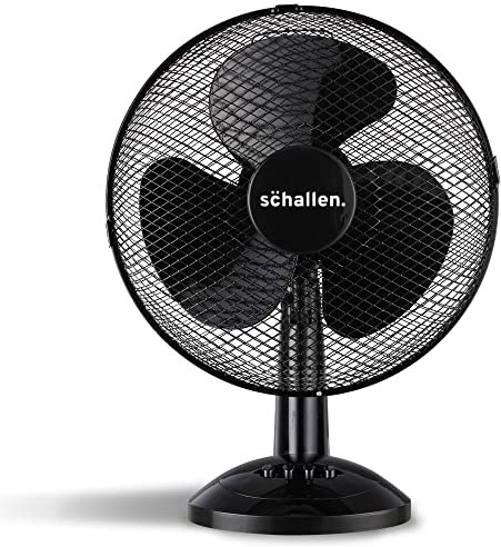 Schallen Home & Office Electric 12 3 Speed Electric Tilt Oscillating Worktop Desk Table Air Cooling Fan (Black)