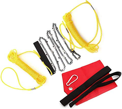 48 Inch Hand Rope Chain Saw Outdoor Pocket Gardening High Reach Tree Limb chainsaw for Camping, Hunting, Tree Cutting, Hiking, Backpacking (48inch Rope Handles)