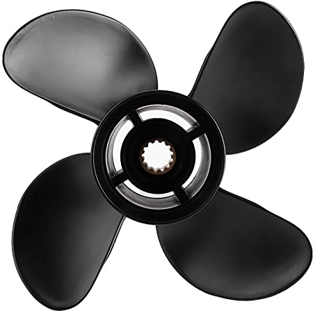 Aramox 10 3/8x13 Zoll Außenborder Propeller 4 Blätter Aluminiumlegierung Hochdruck Passend für 35-60 PS Motor Außenborder Motorteile H-40C104F13