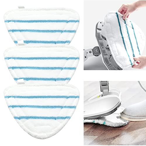 Panni per scopa a vapore ricambi scopa a vapore 3 pezzi Universale in microfibra triangolare lavabile pulizia compatibile Pad Cover ricambio per pulitore a Vapore con Triangolo(Bianco)