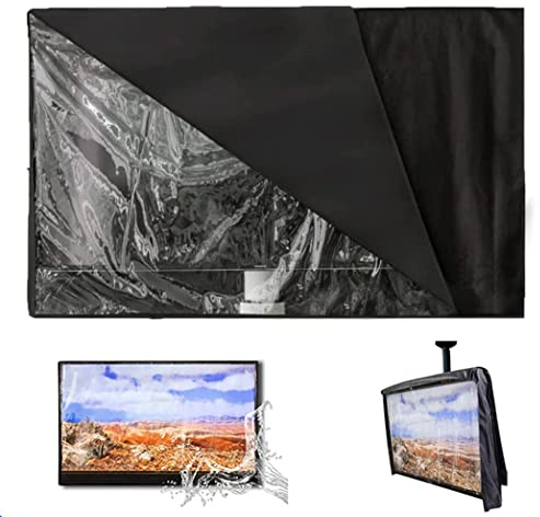 COOSOO - Funda de TV para exteriores con frontal transparente, protector universal impermeable para televisores de plasma LCD LED con bolsillo de control remoto (65-70 pulgadas)