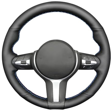 MEWANT Lenkradbezug zum Nähen für Handgenähter Schwarzer für M Sport F30 | Passgenau für Handgenähter Schwarzer für M Sport F30 F31 F34 F20 F21 M135i M140i F45 F46 F22 Kunstleder Atmungsaktiv