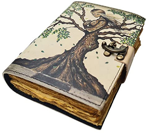 Mother of Earth Journal, Baum des Lebens, Vintage-Leder-Tagebuch, Notizbuch, Wicca-Tagebuch, bedruckt, blanko Zauberbuch, 17,8 x 12,7 cm Tagebuch