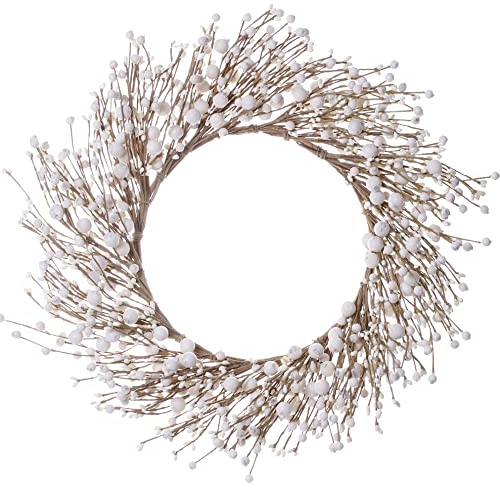 LLZLL White Berry Wreath,20 Inches Winter Wreaths for Front Door Winter Wreaths Christmas Wreath for Winter and Christmas Decor