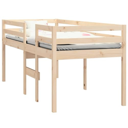 vidaXL Hochbett, Bett mit Sperrholzlatten, Bettgestell für Schlafzimmer, Schlafzimmerbett Bettrahmen Holzbett, 90x200cm Massivholz Kiefer