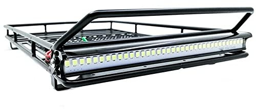 Metal 1/10 RC Car Roof Luggage Rack & Light for Traxxas 1/10 TRX4 for Ford for Bronco for Axial (SCX10)