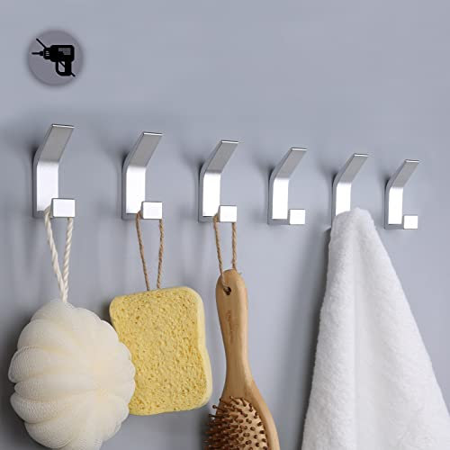 Poprkdre Handtuchhalter ohne Bohren 6er Pack, Rostfreie Handtuchhaken für Küche und Bad, Starke Handtuchhalter schwarz, Ohne Bohren Haken zum Aufhängen von Handtuch, Mantel, Schlüssel etc