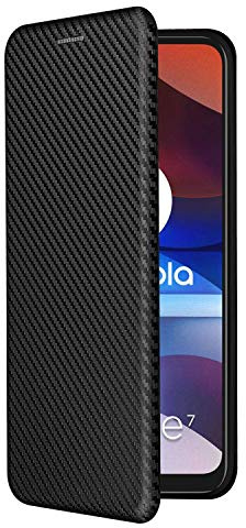 SHIEID Magnetische Flip-Wallet-Hülle für Google Pixel 7a, Kohlefaser-Handyhülle aus PC-Hartschale und TPU-Schwarz
