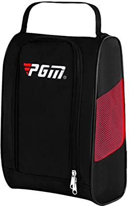 pistro Golf-Schuhtasche, Outdoor-Tragetaschen mit Reißverschluss mit Belüftung für Damen und Herren, Sportschuhtasche für Reisen Golfzubehör - Schwarz Rot