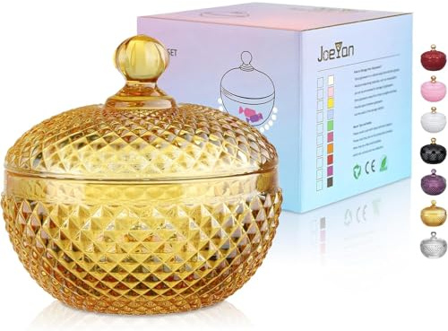 Joeyan frascos pequeños de vidrio Ámbar para dulces con tapa,platos de cristal grabados para caramelos,nueces,chocolate,galletas,frasco decorativo para bodas,buffet de fiesta,decoración del hogar